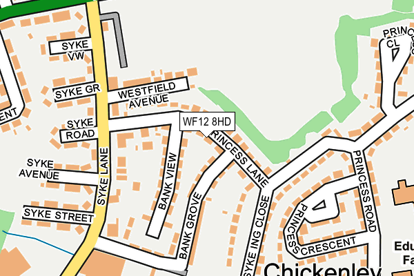 WF12 8HD map - OS OpenMap – Local (Ordnance Survey)