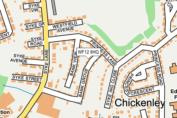 WF12 8HQ map - OS OpenMap – Local (Ordnance Survey)