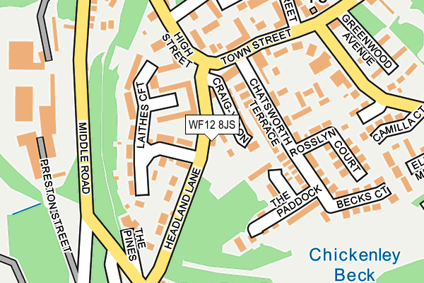 WF12 8JS map - OS OpenMap – Local (Ordnance Survey)