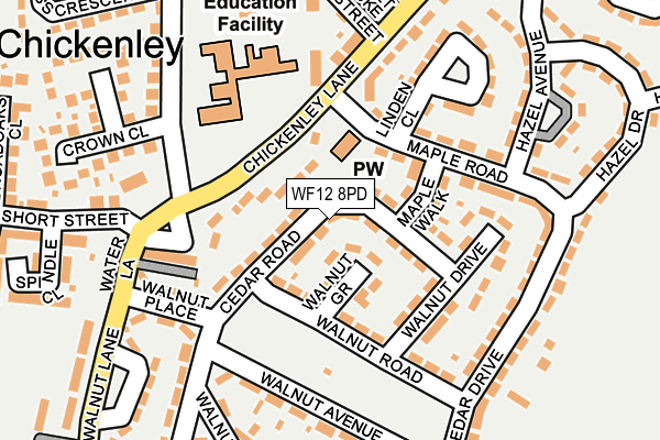 WF12 8PD map - OS OpenMap – Local (Ordnance Survey)