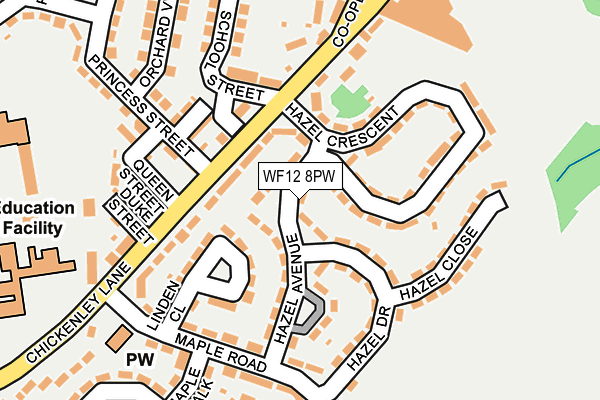 WF12 8PW map - OS OpenMap – Local (Ordnance Survey)