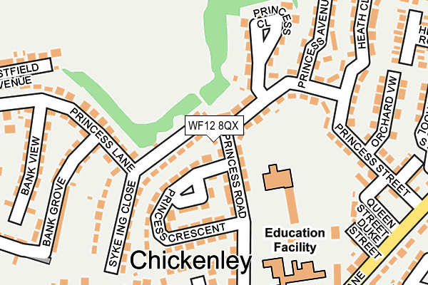 WF12 8QX map - OS OpenMap – Local (Ordnance Survey)