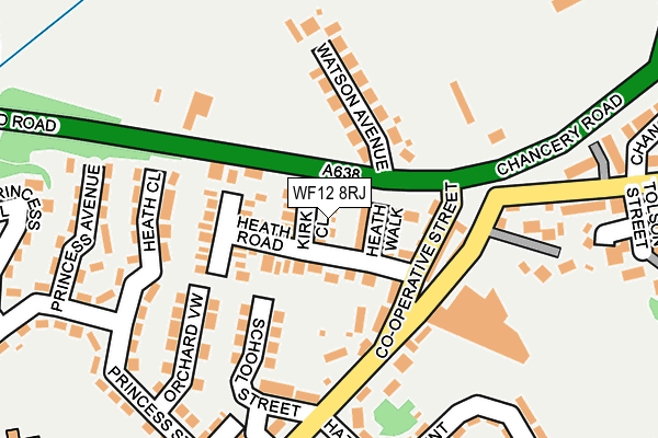WF12 8RJ map - OS OpenMap – Local (Ordnance Survey)