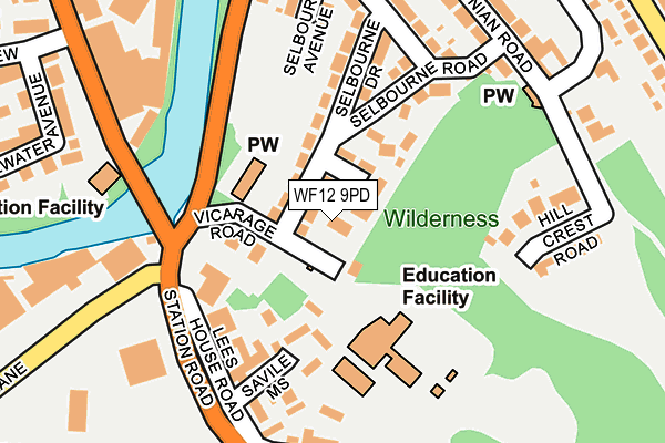 WF12 9PD map - OS OpenMap – Local (Ordnance Survey)