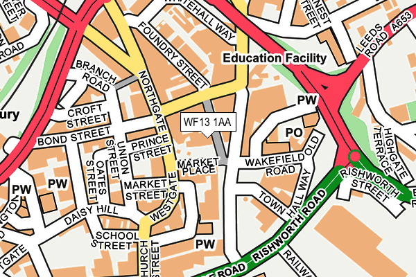 WF13 1AA map - OS OpenMap – Local (Ordnance Survey)