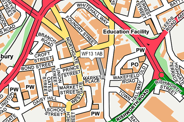 WF13 1AB map - OS OpenMap – Local (Ordnance Survey)