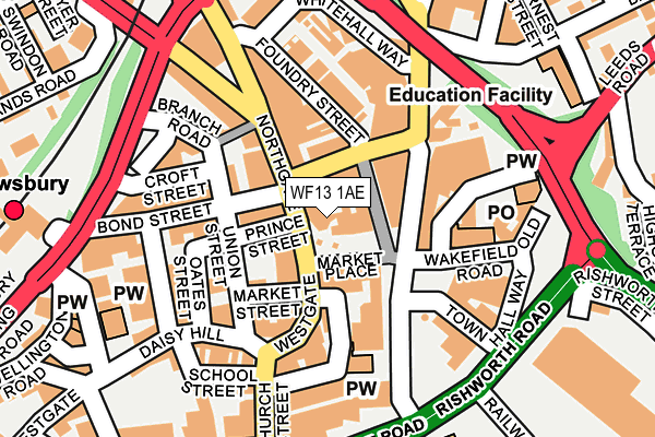 WF13 1AE map - OS OpenMap – Local (Ordnance Survey)