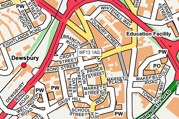 WF13 1AG map - OS OpenMap – Local (Ordnance Survey)