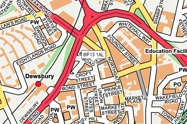 WF13 1AL map - OS OpenMap – Local (Ordnance Survey)