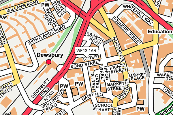 WF13 1AR map - OS OpenMap – Local (Ordnance Survey)