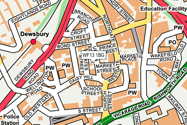 WF13 1BG map - OS OpenMap – Local (Ordnance Survey)