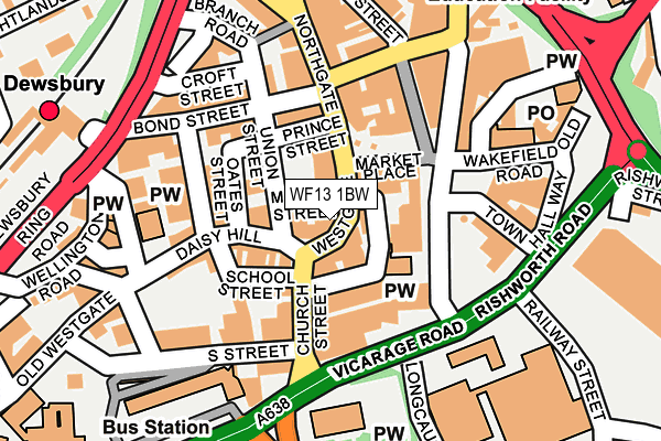WF13 1BW map - OS OpenMap – Local (Ordnance Survey)