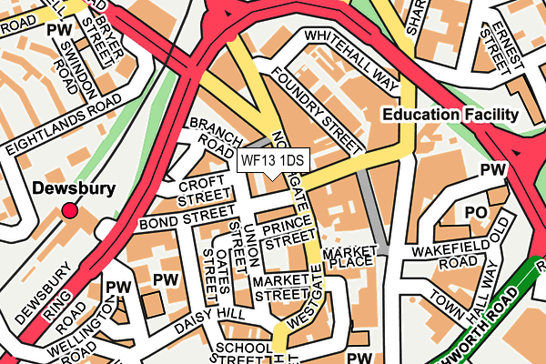 WF13 1DS map - OS OpenMap – Local (Ordnance Survey)