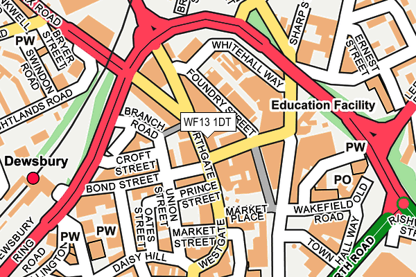 WF13 1DT map - OS OpenMap – Local (Ordnance Survey)