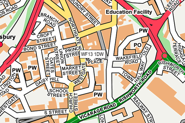 WF13 1DW map - OS OpenMap – Local (Ordnance Survey)