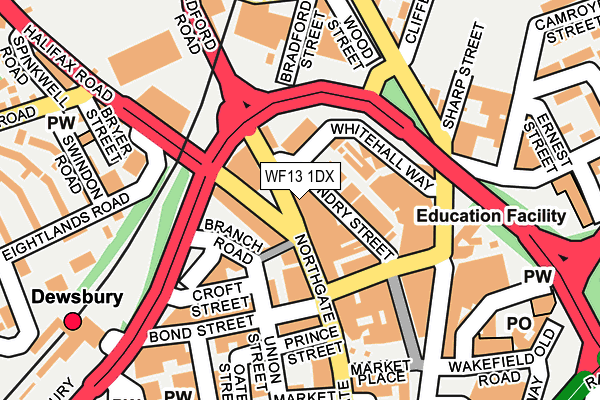 WF13 1DX map - OS OpenMap – Local (Ordnance Survey)