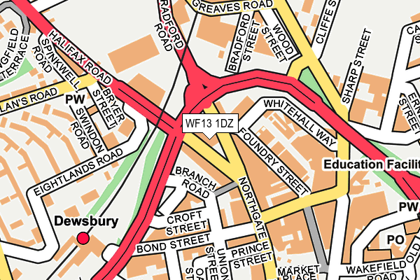 WF13 1DZ map - OS OpenMap – Local (Ordnance Survey)