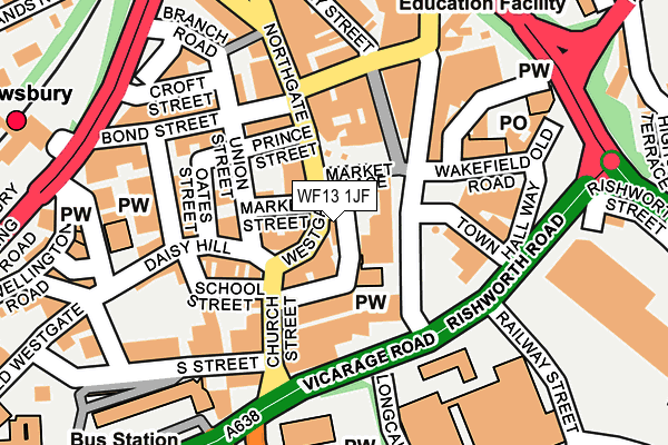 WF13 1JF map - OS OpenMap – Local (Ordnance Survey)
