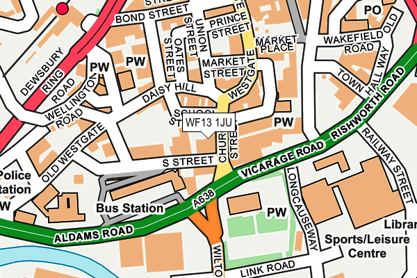 WF13 1JU map - OS OpenMap – Local (Ordnance Survey)