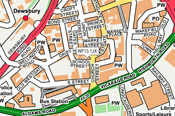 WF13 1JX map - OS OpenMap – Local (Ordnance Survey)