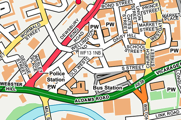 WF13 1NB map - OS OpenMap – Local (Ordnance Survey)