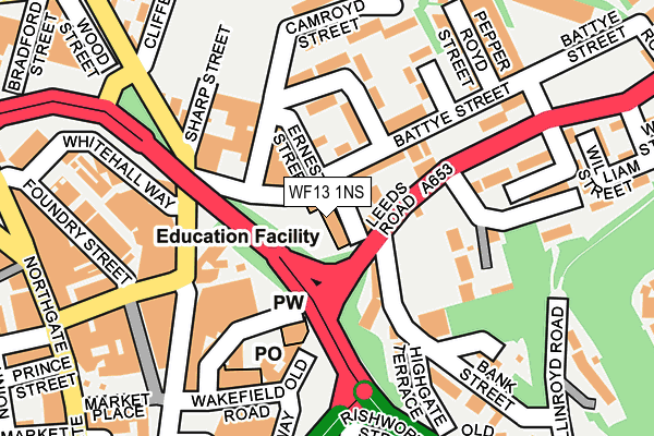 WF13 1NS map - OS OpenMap – Local (Ordnance Survey)