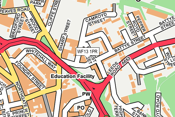 WF13 1PR map - OS OpenMap – Local (Ordnance Survey)