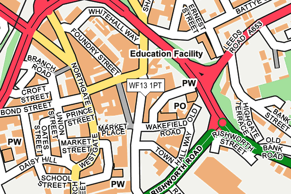 WF13 1PT map - OS OpenMap – Local (Ordnance Survey)