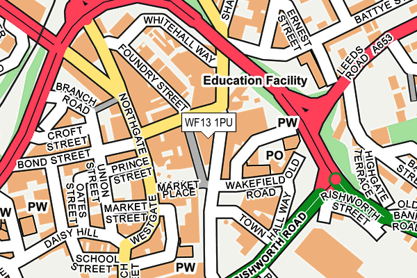 WF13 1PU map - OS OpenMap – Local (Ordnance Survey)