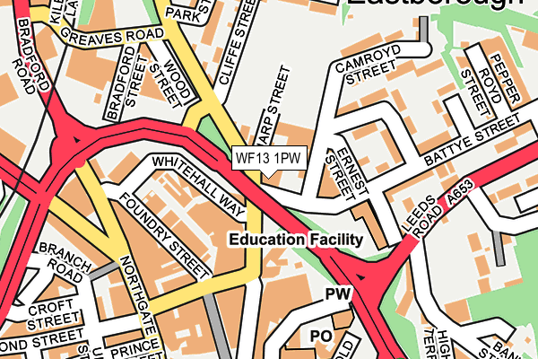 WF13 1PW map - OS OpenMap – Local (Ordnance Survey)
