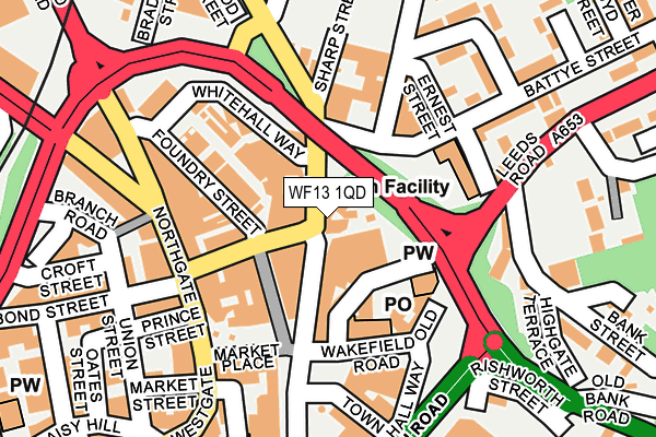 WF13 1QD map - OS OpenMap – Local (Ordnance Survey)