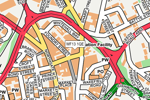 WF13 1QE map - OS OpenMap – Local (Ordnance Survey)