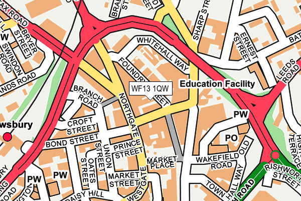 WF13 1QW map - OS OpenMap – Local (Ordnance Survey)