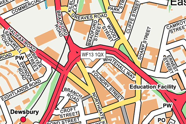 WF13 1QX map - OS OpenMap – Local (Ordnance Survey)