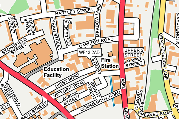 WF13 2AD map - OS OpenMap – Local (Ordnance Survey)