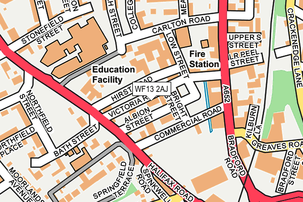 WF13 2AJ map - OS OpenMap – Local (Ordnance Survey)