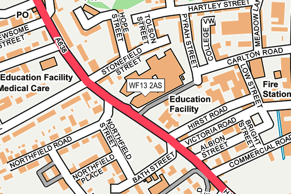 WF13 2AS map - OS OpenMap – Local (Ordnance Survey)