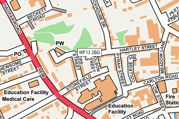 WF13 2BG map - OS OpenMap – Local (Ordnance Survey)