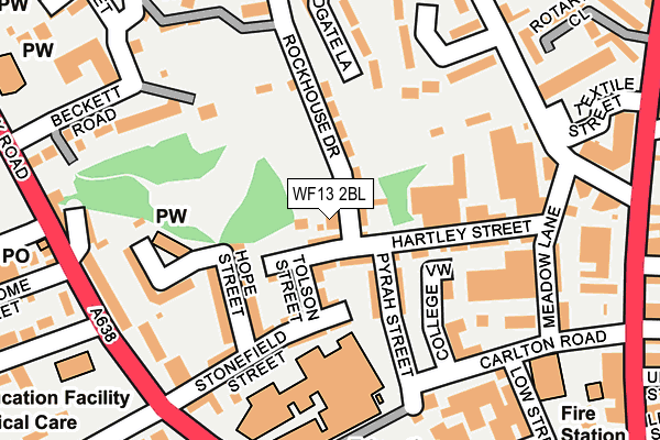WF13 2BL map - OS OpenMap – Local (Ordnance Survey)