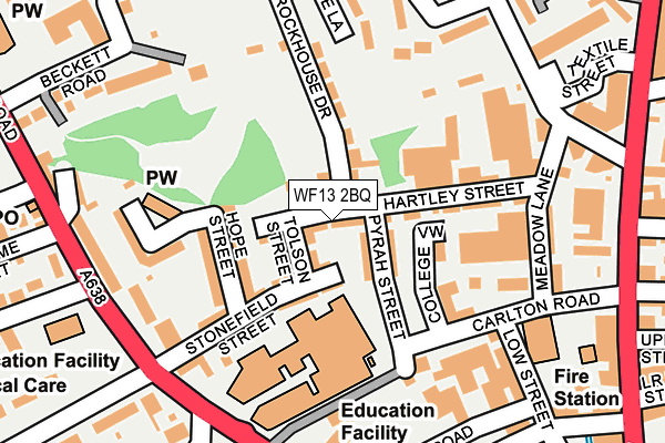 WF13 2BQ map - OS OpenMap – Local (Ordnance Survey)