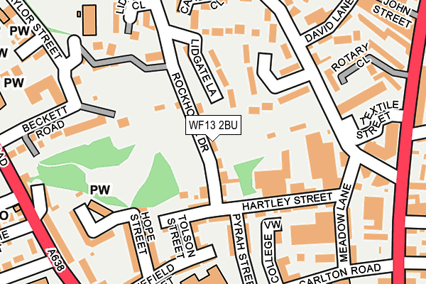 WF13 2BU map - OS OpenMap – Local (Ordnance Survey)