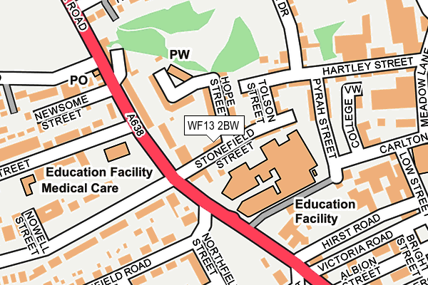 WF13 2BW map - OS OpenMap – Local (Ordnance Survey)