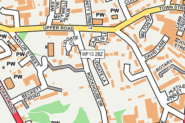WF13 2BZ map - OS OpenMap – Local (Ordnance Survey)