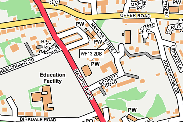 WF13 2DB map - OS OpenMap – Local (Ordnance Survey)