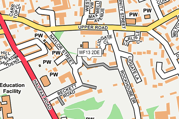 WF13 2DE map - OS OpenMap – Local (Ordnance Survey)