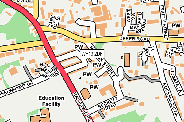WF13 2DF map - OS OpenMap – Local (Ordnance Survey)