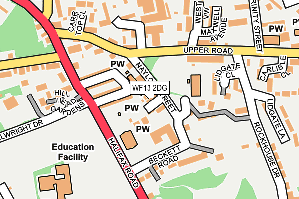 WF13 2DG map - OS OpenMap – Local (Ordnance Survey)
