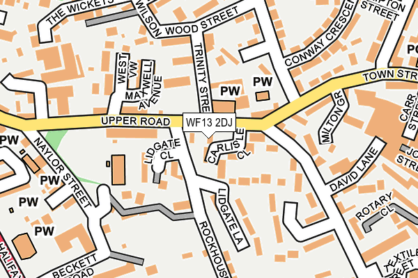WF13 2DJ map - OS OpenMap – Local (Ordnance Survey)