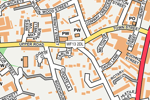 WF13 2DL map - OS OpenMap – Local (Ordnance Survey)