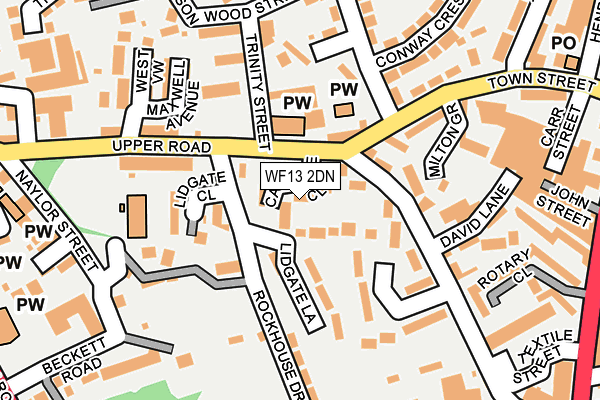 WF13 2DN map - OS OpenMap – Local (Ordnance Survey)